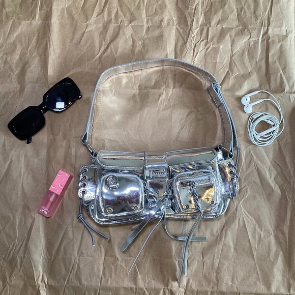 Y2K Chrome Cargo Shoulder Bag - Picture 4 of 4